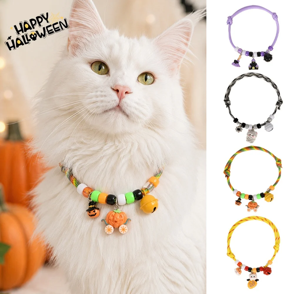 Halloween Cat And Dog Collar Hand-knitted Pumpkin Design Adjustable — image 13