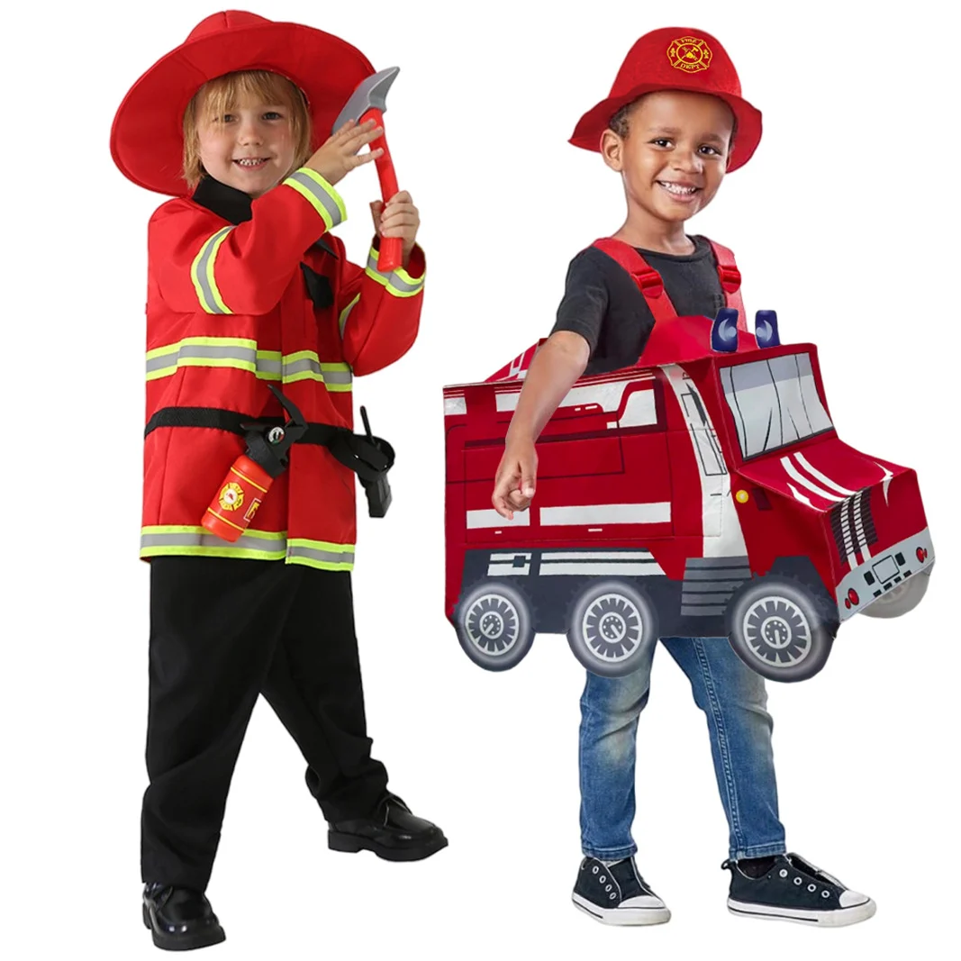 Halloween Children's Firefighter Costume Fire Truck Performance Outfit — image 2