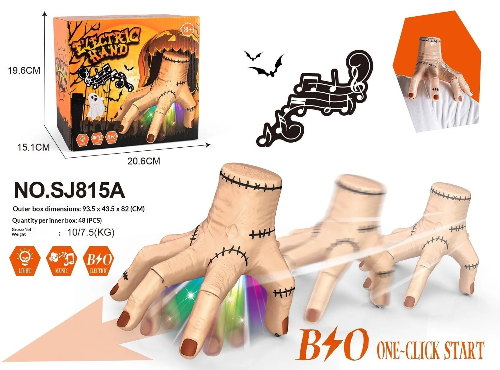 Halloween Crawling Severed-hand Prank Toy With Lights And Music — image 2