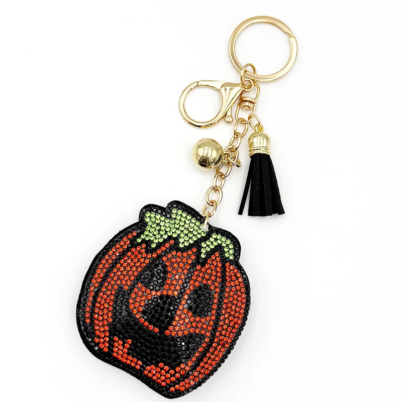 Halloween Creative Diamond-encrusted Pumpkin Keychain — image 3