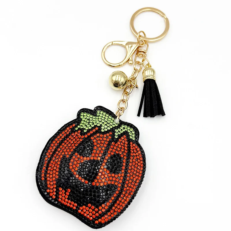 Halloween Creative Diamond-encrusted Pumpkin Keychain — image 2