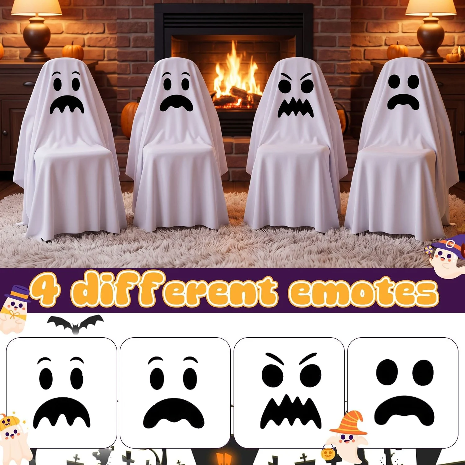 Halloween Decor Ghost Chair Cover Scary Face Double Sided Printed Outdoor Festival… — image 7