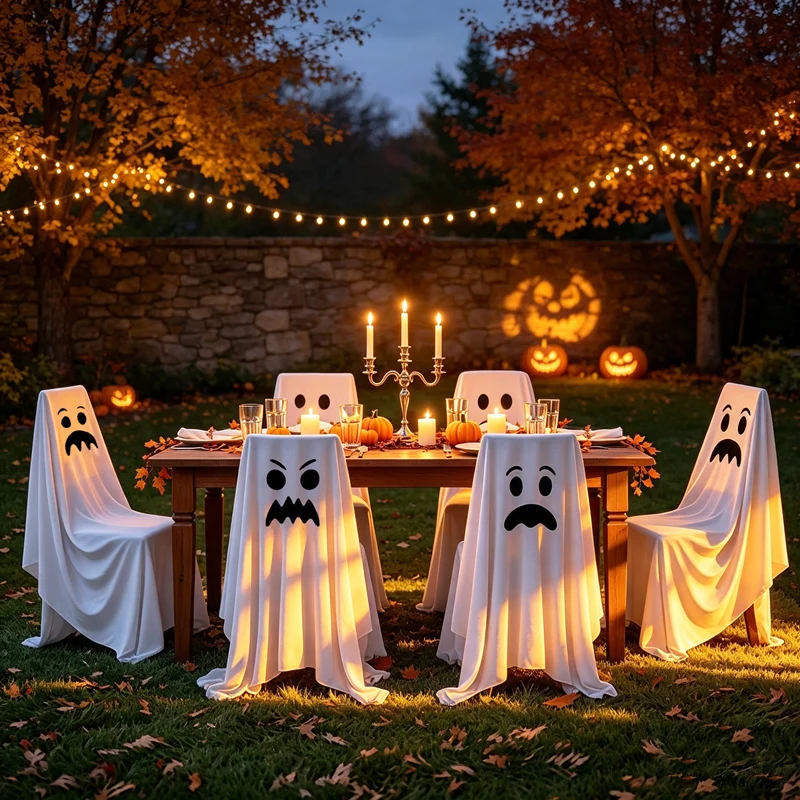 Halloween Decor Ghost Chair Cover Scary Face Double Sided Printed Outdoor Festival… — image 8