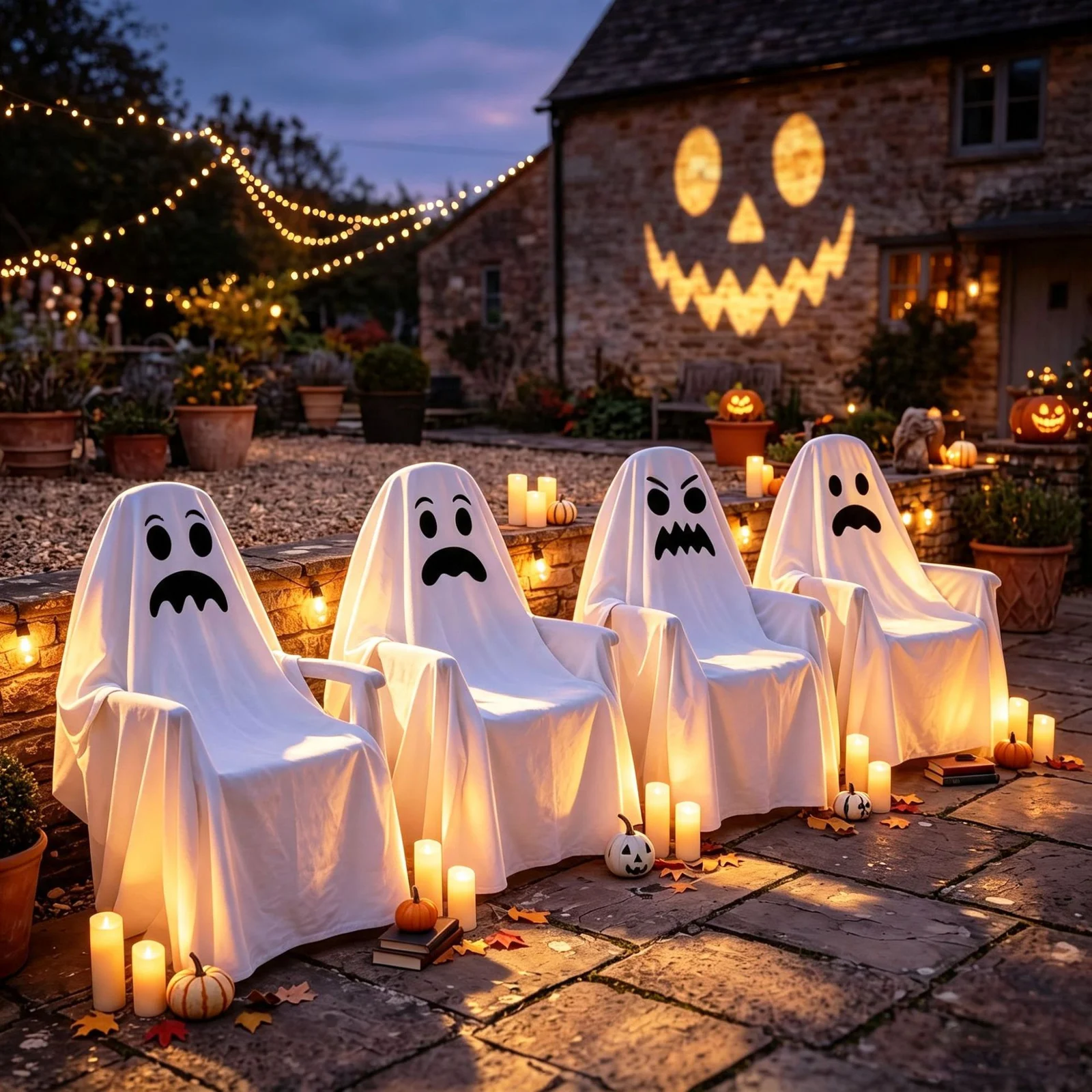 Halloween Decor Ghost Chair Cover Scary Face Double Sided Printed Outdoor Festival… — image 5