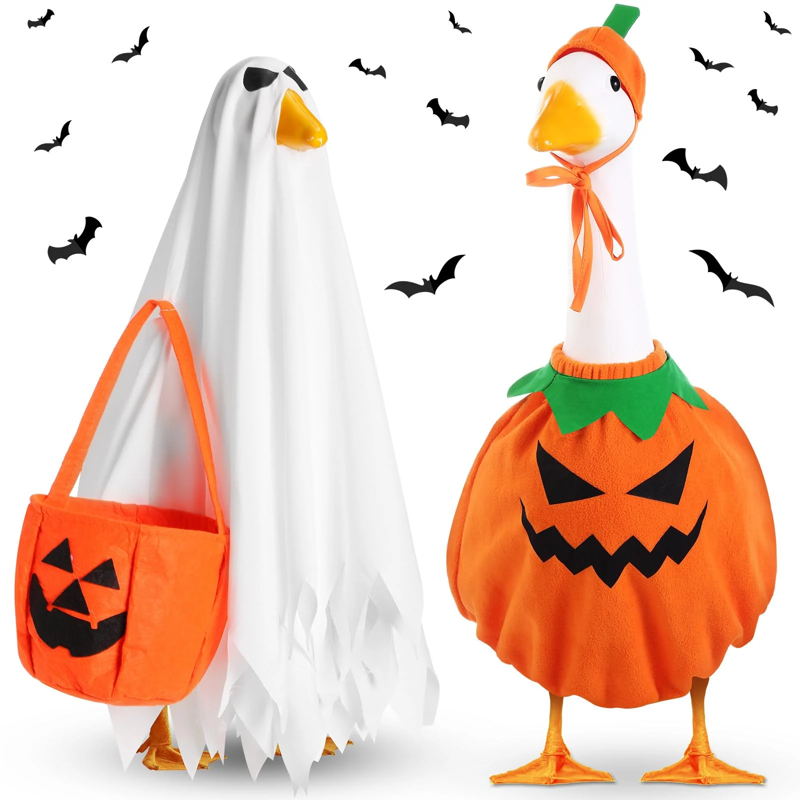 Halloween Fall Porch Goose Outfit, 23in Lawn Cloth Ghost Pumpkin Costume For Goose,… — image 2