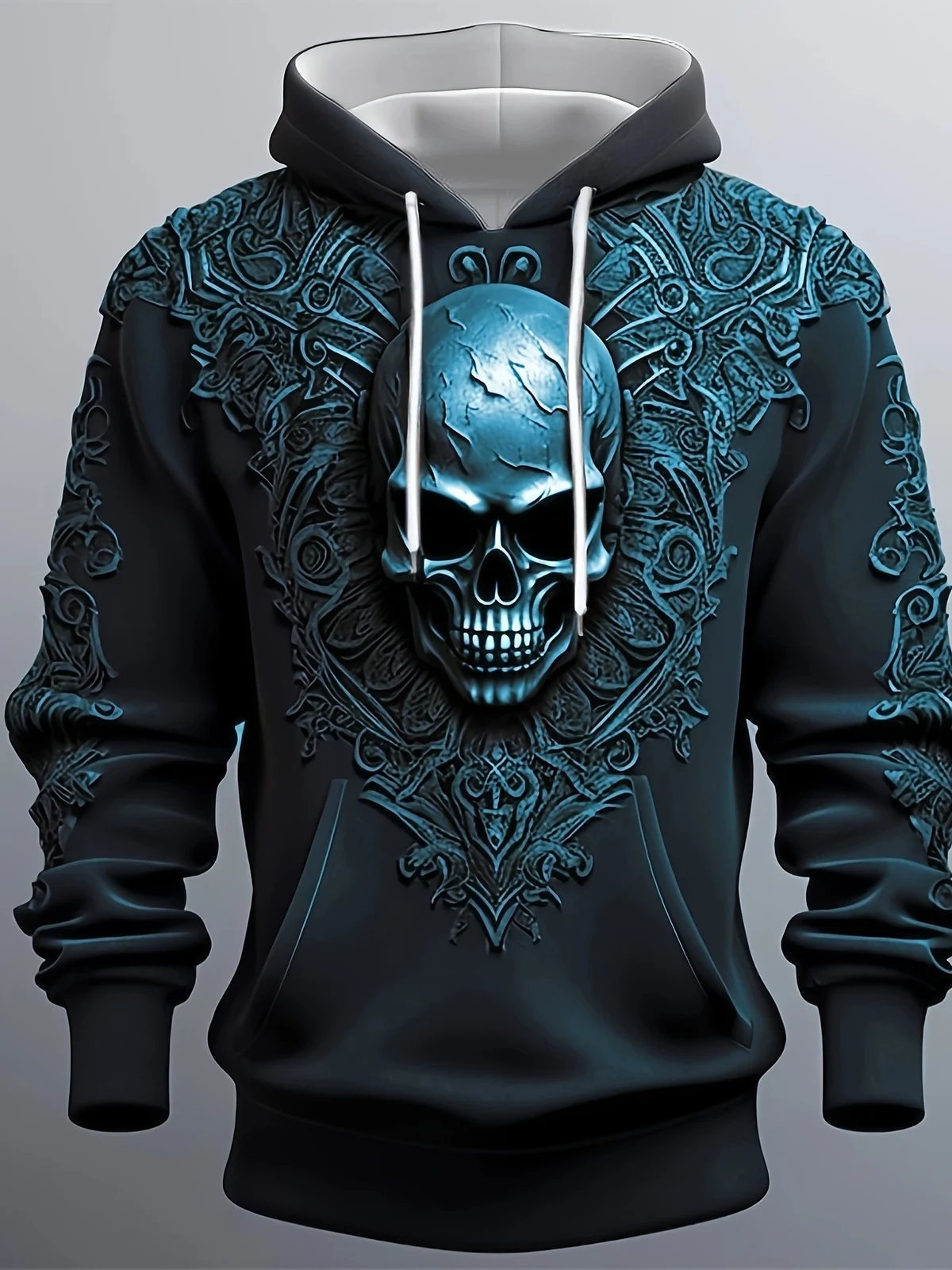 Halloween Fashion Mens Skull Hoodie — image 9