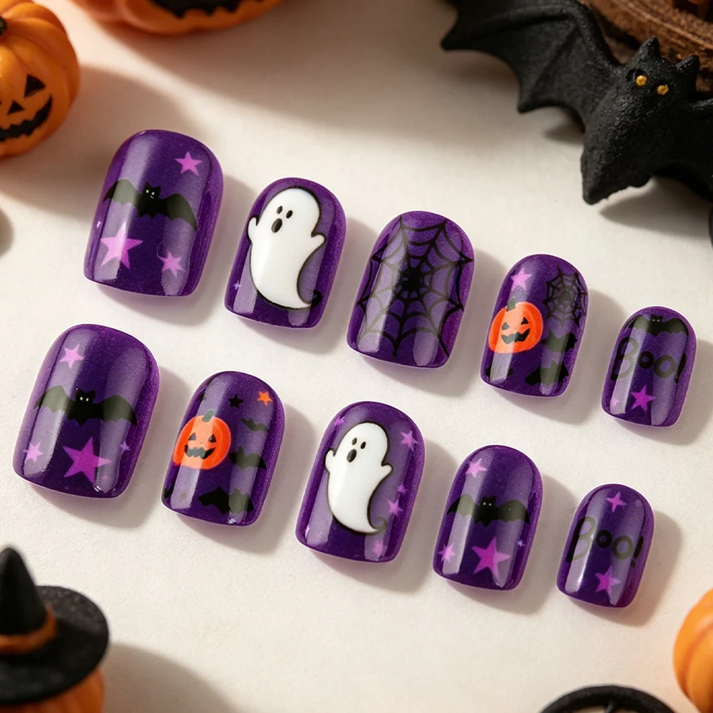 Halloween Ghost Spiderweb Removable Fake Nails — image 2