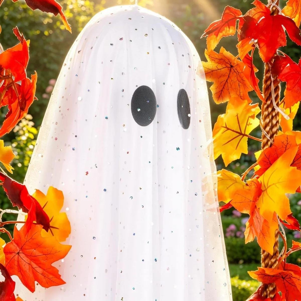 Halloween Indoor And Outdoor Large Hanging Maple-leaf Swing Ghost Decoration — image 2