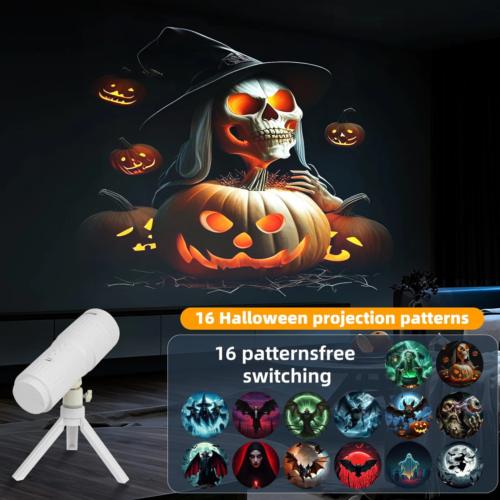 Halloween LED Projector Light, Telescope Shape Built In Battery Lamp With 16 Patterns,… — image 5