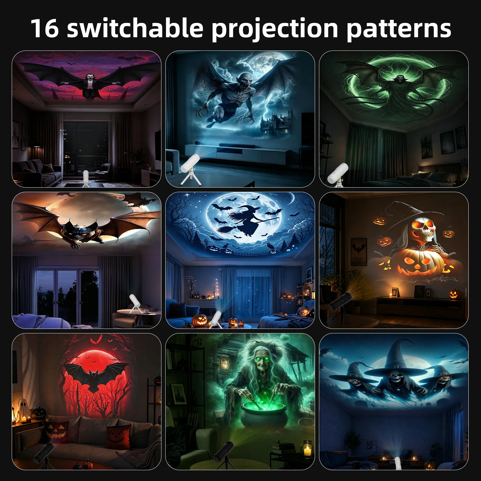 Halloween LED Projector Light, Telescope Shape Built In Battery Lamp With 16 Patterns,… — image 3
