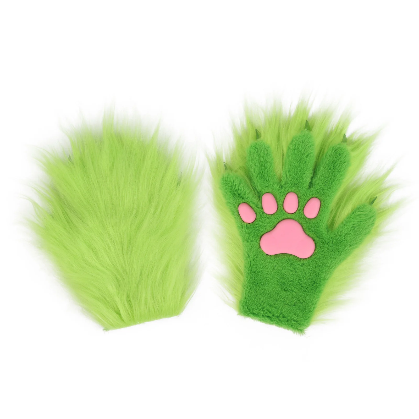 Halloween Long-plush Cat-claw Full-finger And Half-finger Gloves — image 2