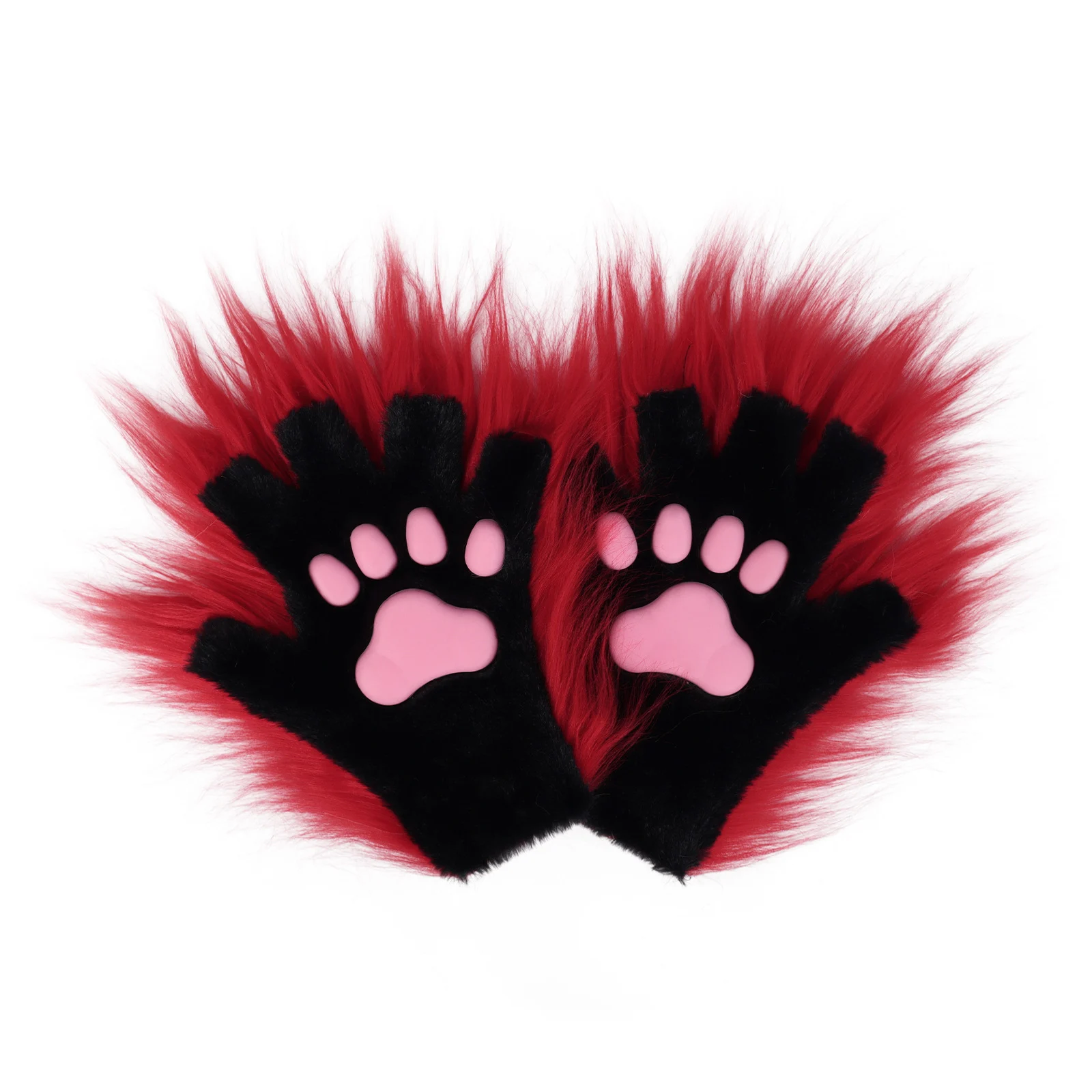 Halloween Long-plush Cat-claw Full-finger And Half-finger Gloves — image 14