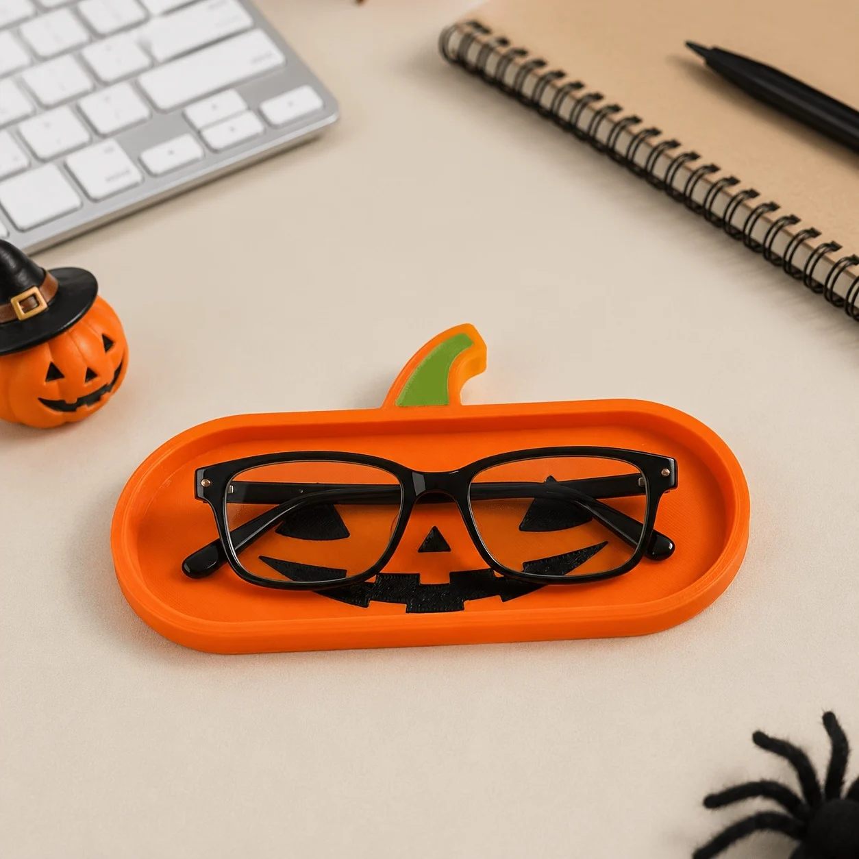 Halloween Pumpkin Eyeglasses Holder Tray, 3D Printed Jack O Lantern Glasses Organizer,… — image 5