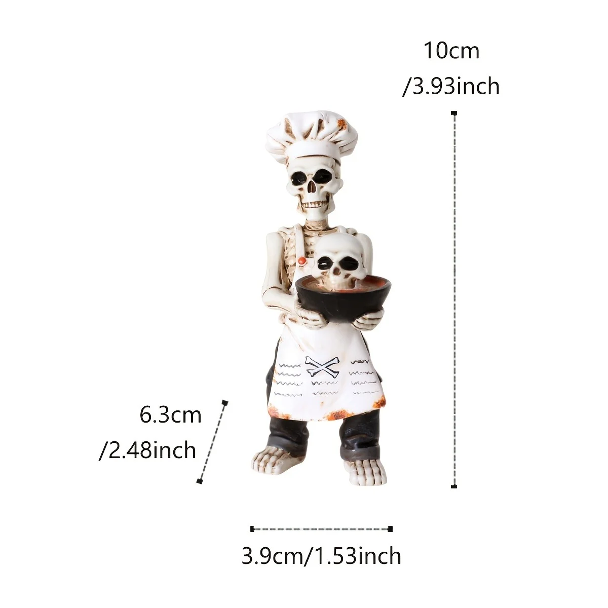 Halloween Skeleton Chef Figurine, Funny Skull Cook Statue With Mini Bowl, Gothic… — image 7