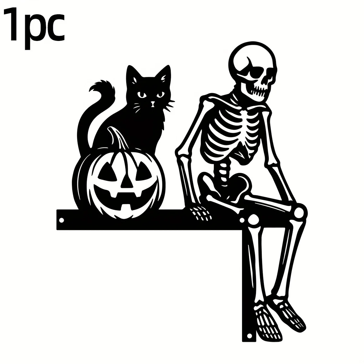 Halloween Skeleton Door Topper Decoration, Spooky Skull Cat Pumpkin Frame Decor,… — image 3