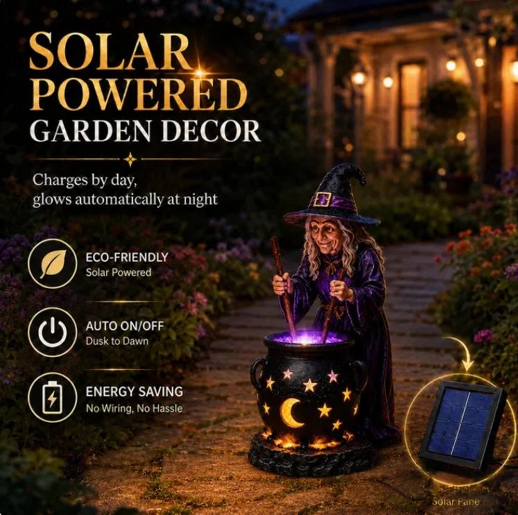 Halloween Witch Glowing Cauldron Solar Light — image 6
