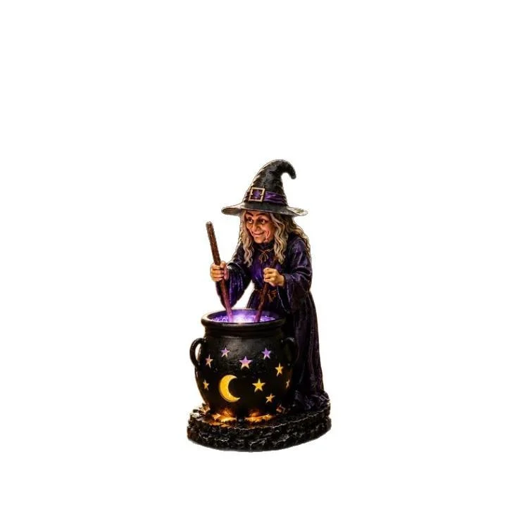 Halloween Witch Glowing Cauldron Solar Light — image 4