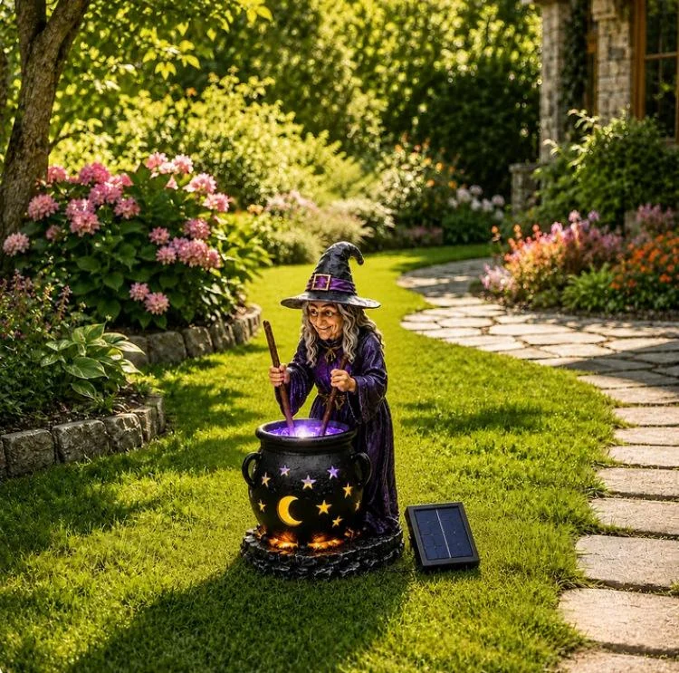Halloween Witch Glowing Cauldron Solar Light — image 5