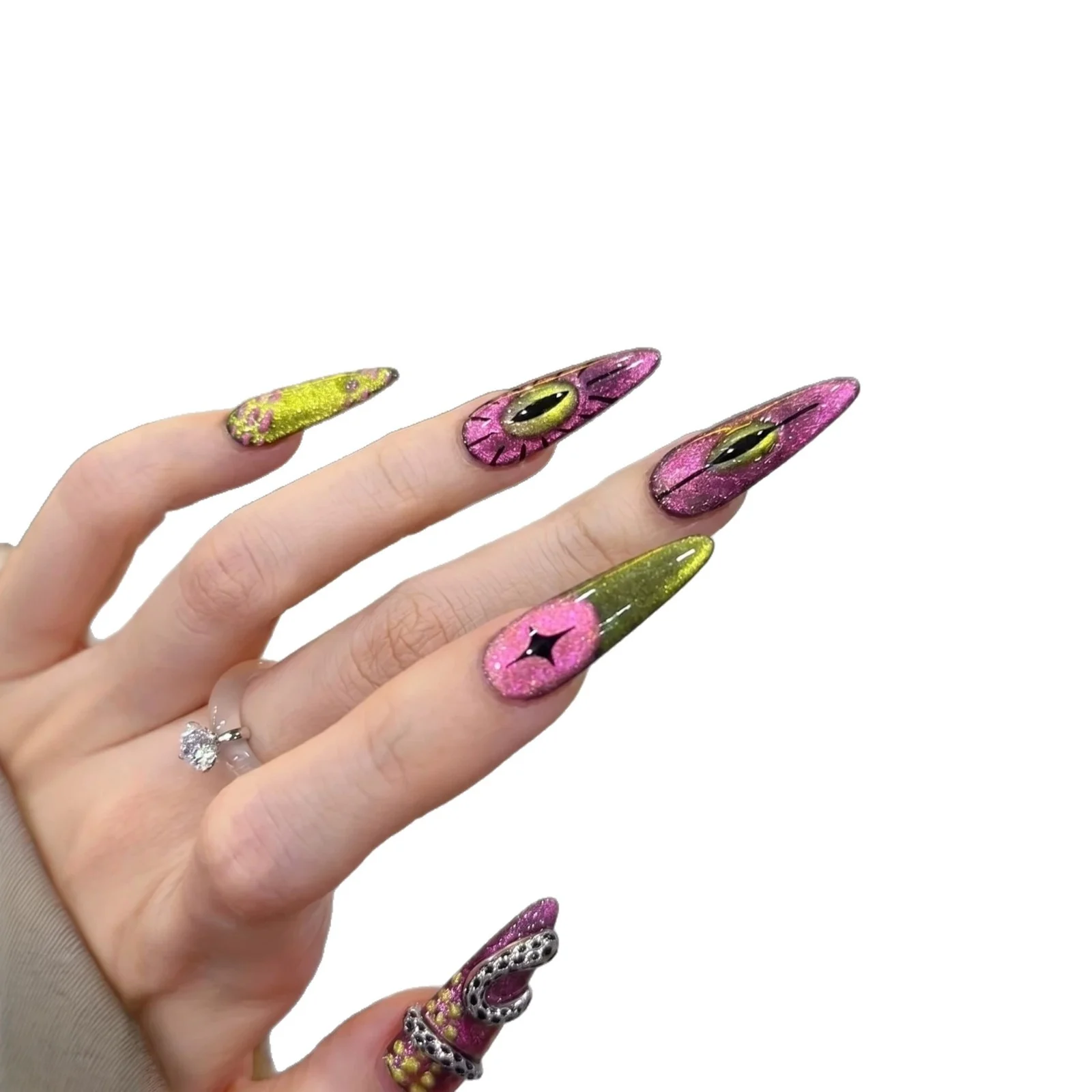 Hand-painted Cat's Eye Super Personality Fake Nails Detachable — image 3