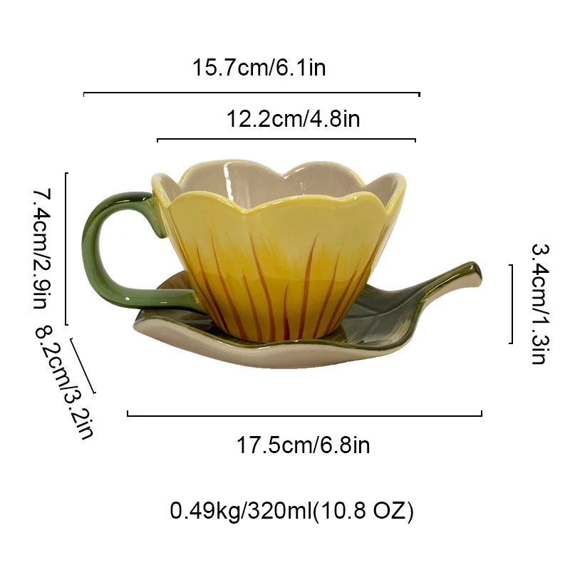 Hand-painted Tulip Floral Ceramic Coffee Cup And Saucer Set — image 3