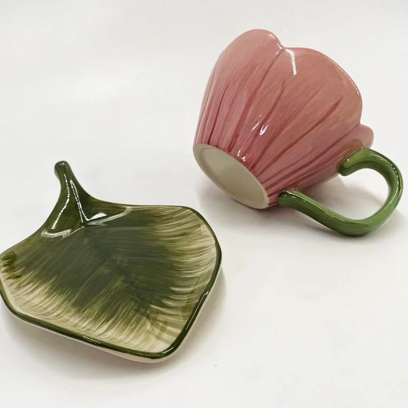 Hand-painted Tulip Floral Ceramic Coffee Cup And Saucer Set — image 5