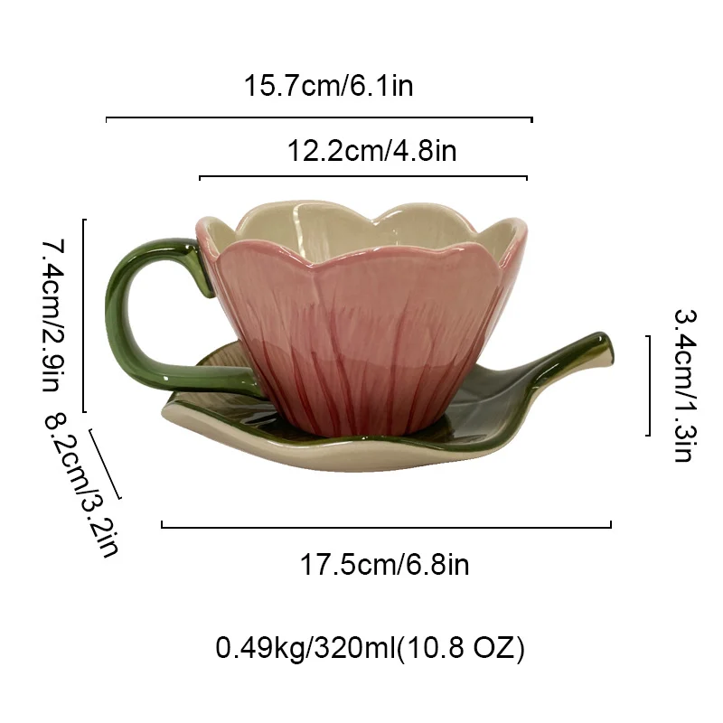 Hand-painted Tulip Floral Ceramic Coffee Cup And Saucer Set — image 6