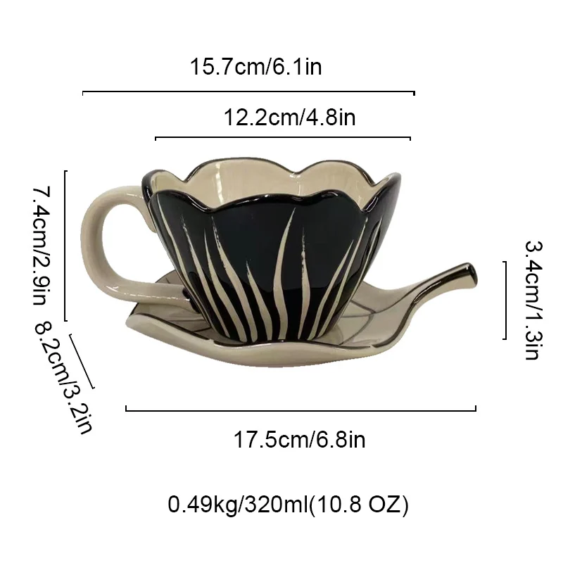 Hand-painted Tulip Floral Ceramic Coffee Cup And Saucer Set — variant image