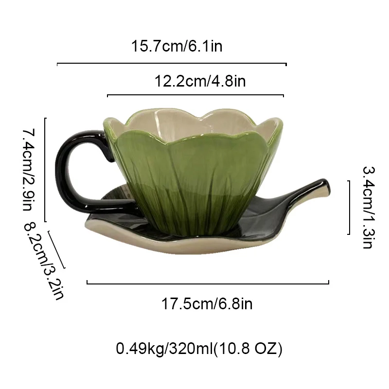 Hand-painted Tulip Floral Ceramic Coffee Cup And Saucer Set — image 7