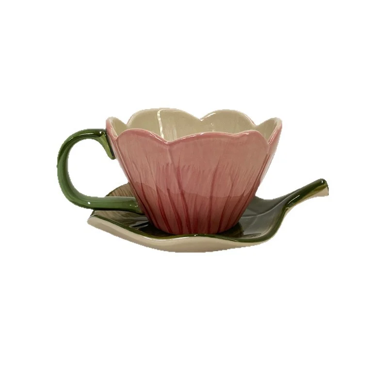 Hand-painted Tulip Floral Ceramic Coffee Cup And Saucer Set — image 8