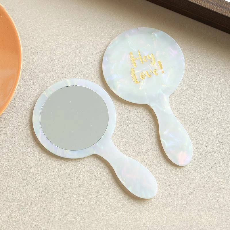 Handheld Makeup-repair Single-sided Medium-sized Acetate-handle Compact Mirror — variant image