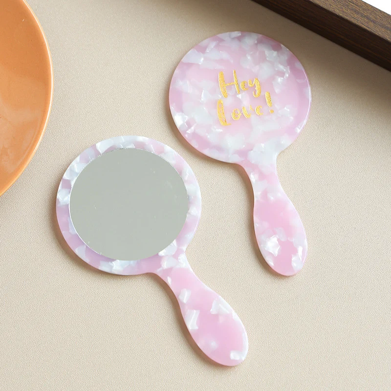 Handheld Makeup-repair Single-sided Medium-sized Acetate-handle Compact Mirror — image 3