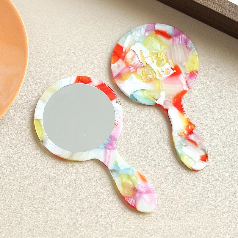 Handheld Makeup-repair Single-sided Medium-sized Acetate-handle Compact Mirror — image 4