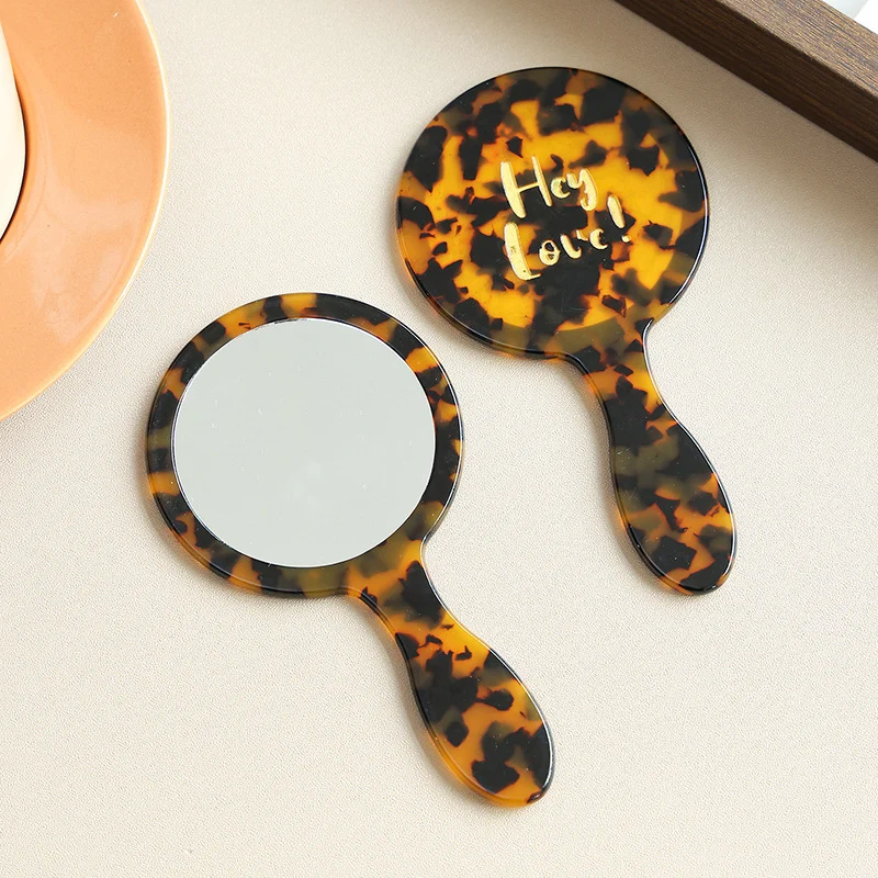Handheld Makeup-repair Single-sided Medium-sized Acetate-handle Compact Mirror — image 2