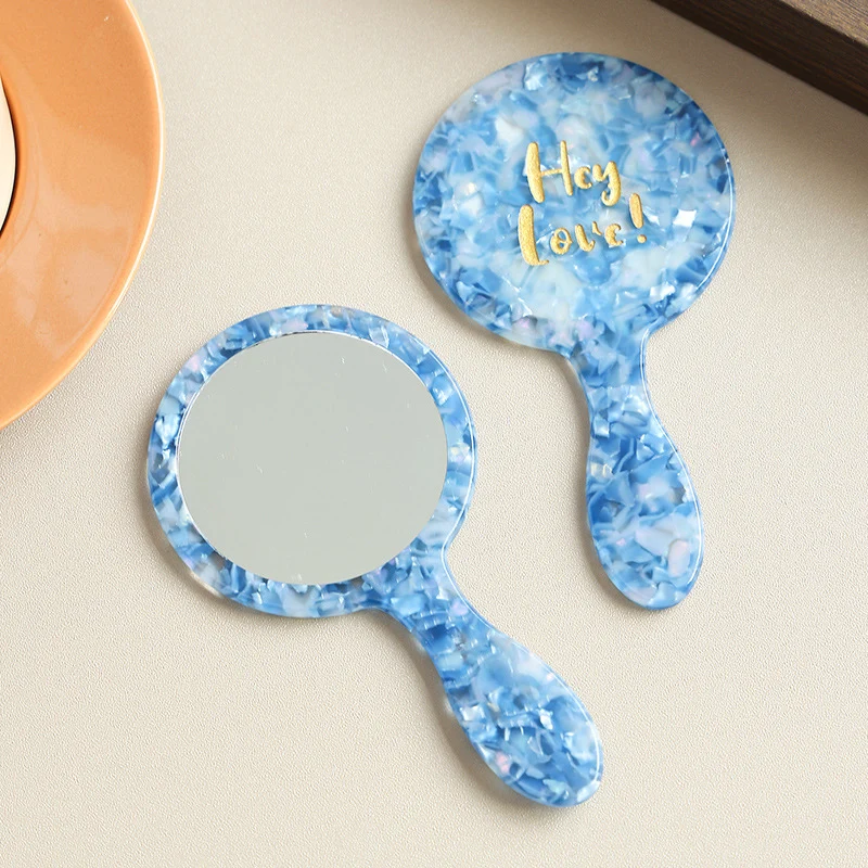Handheld Makeup-repair Single-sided Medium-sized Acetate-handle Compact Mirror — variant image