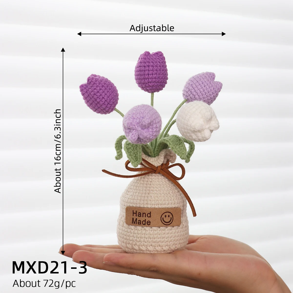 Handmade Crochet Knitted Tulip Potted Vase Ornament For Thank You Gift Living Room… — image 7