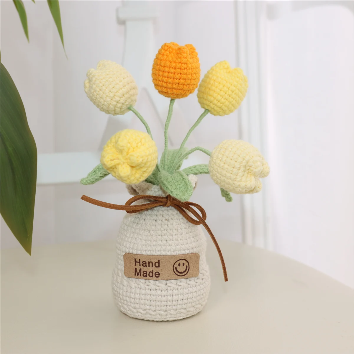 Handmade Crochet Knitted Tulip Potted Vase Ornament For Thank You Gift Living Room… — image 6