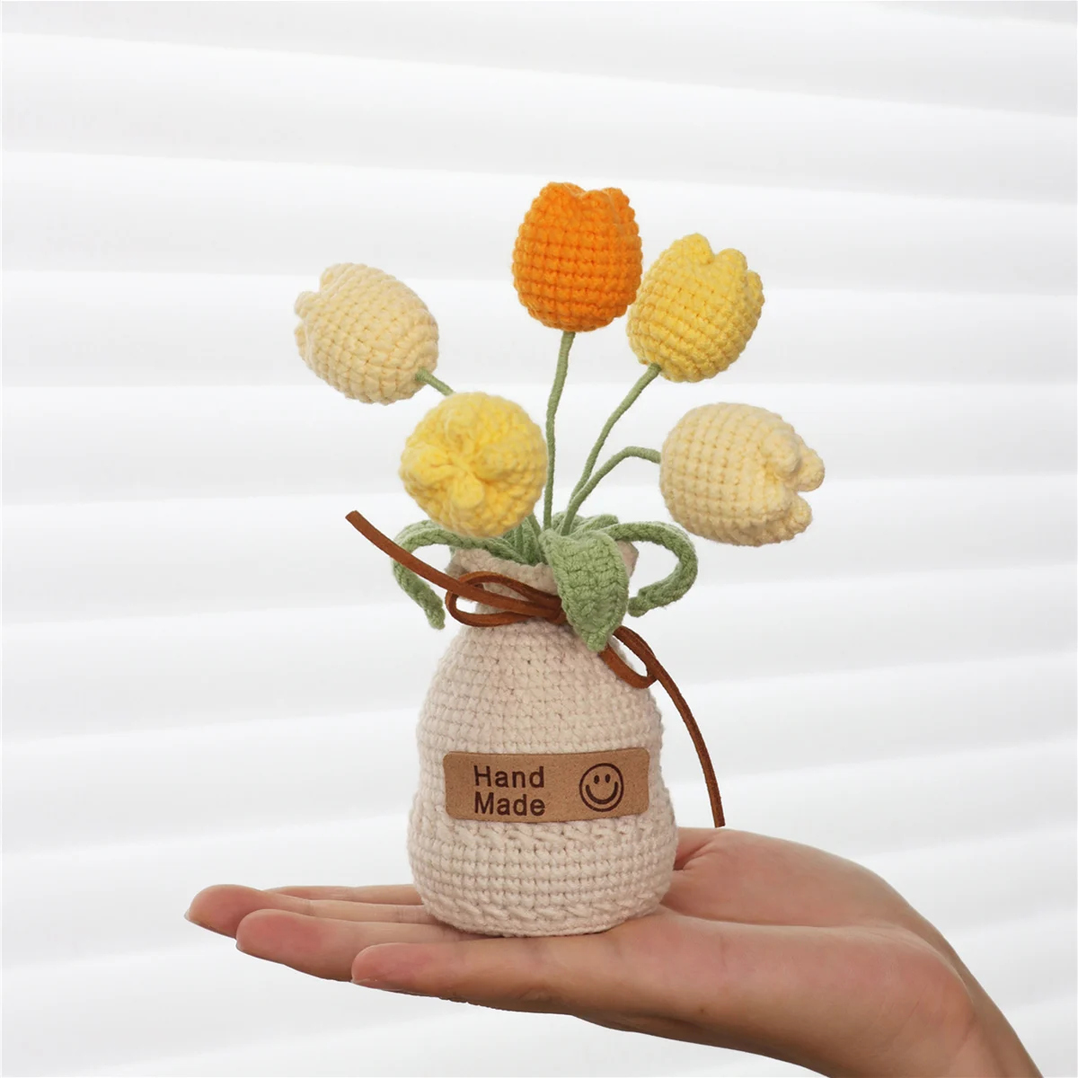 Handmade Crochet Knitted Tulip Potted Vase Ornament For Thank You Gift Living Room… — image 5