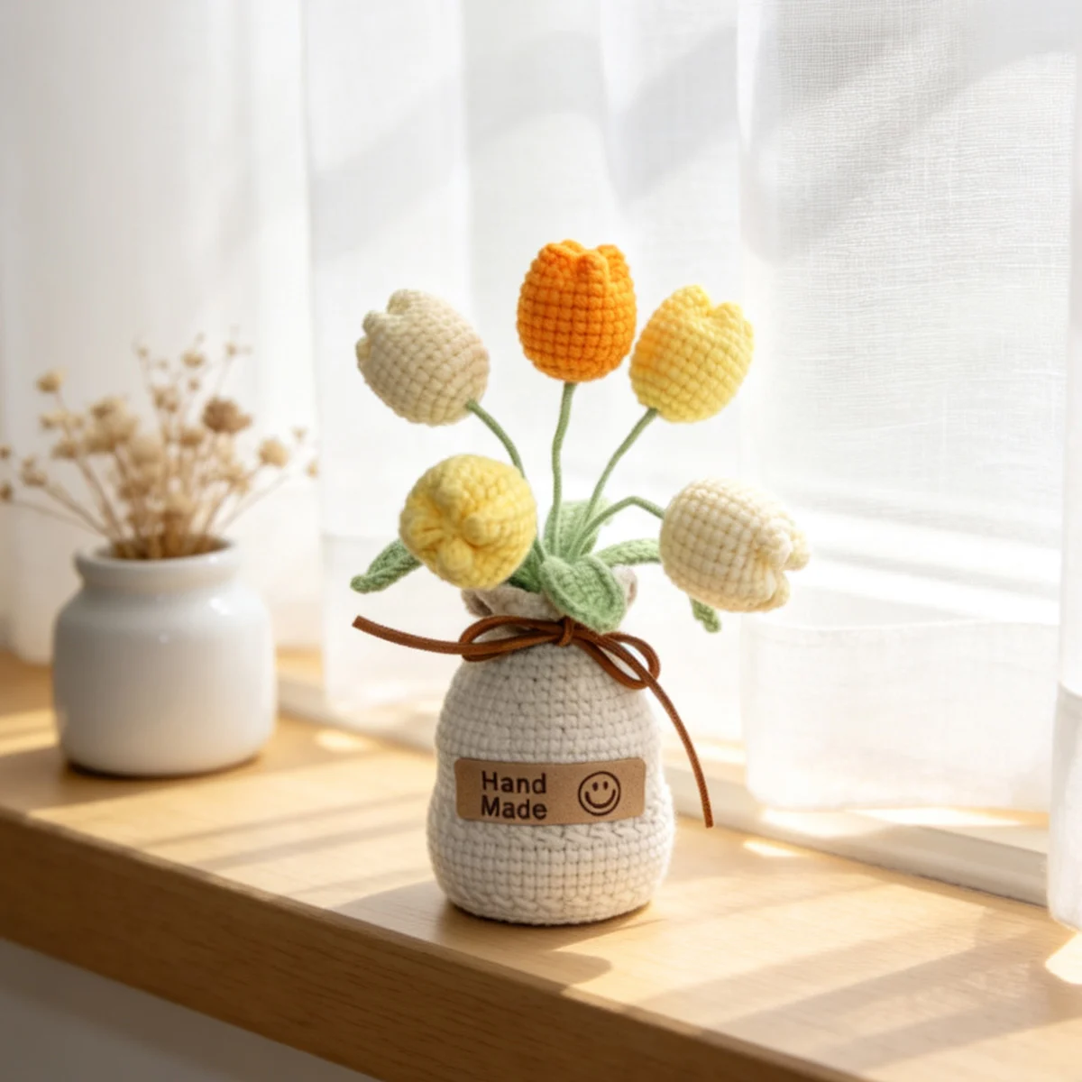 Handmade Crochet Knitted Tulip Potted Vase Ornament For Thank You Gift Living Room… — image 2