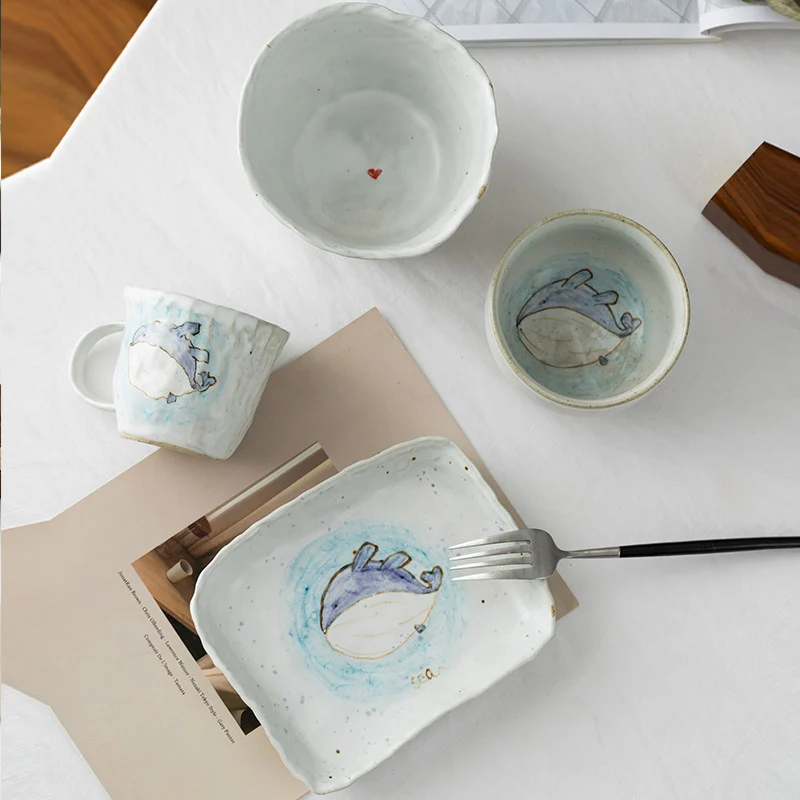 Handmade Cute Little Whale Mug Coffee Cup Instant Noodle Bowl Large Rice Plate… — image 7
