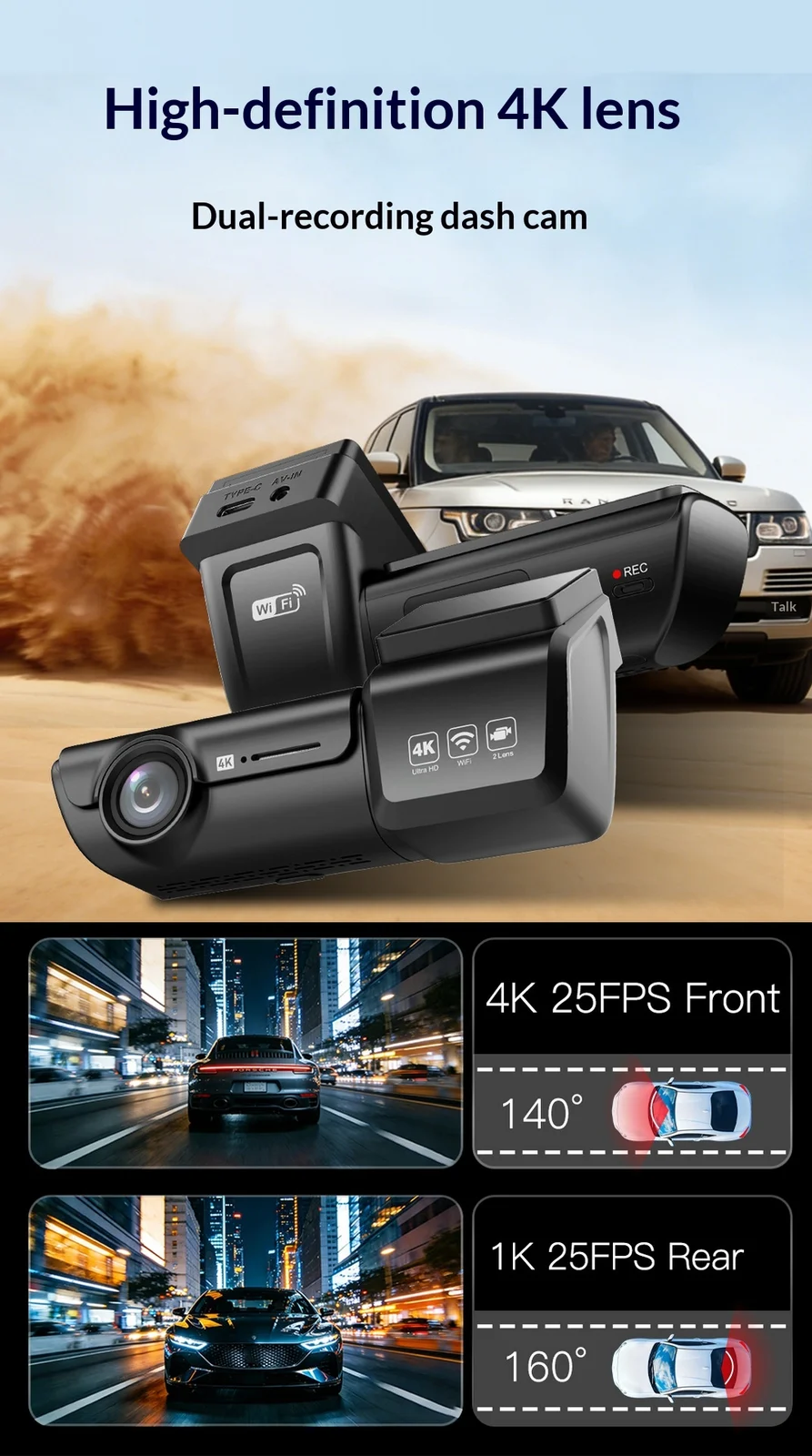 HD Wifi Dash Cam For Cars, High Definition Vehicle DVR Recorder — image 4