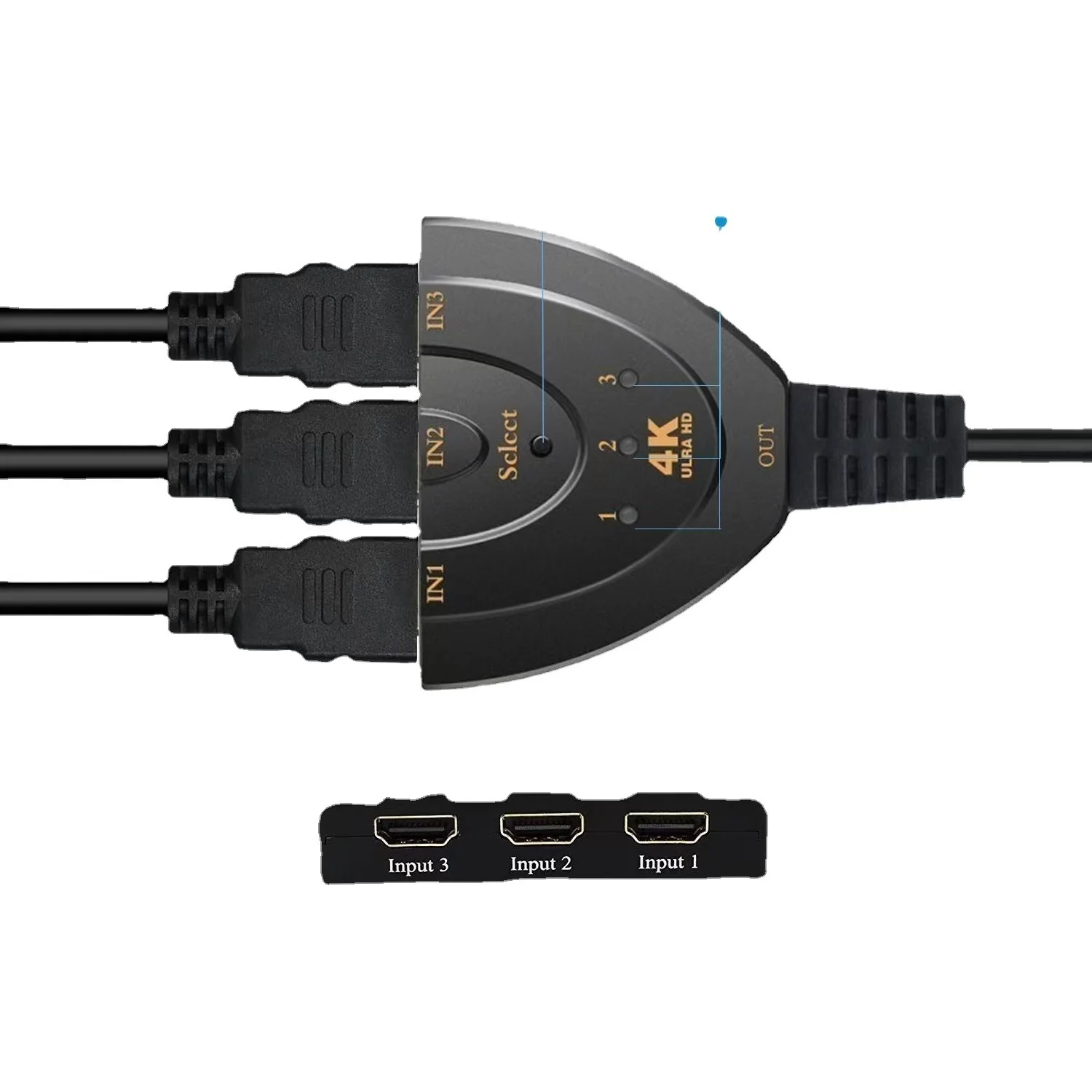 HDMI 3-in-1 With 4K2K High-definition Pigtail 1-in-3 Out — image 2