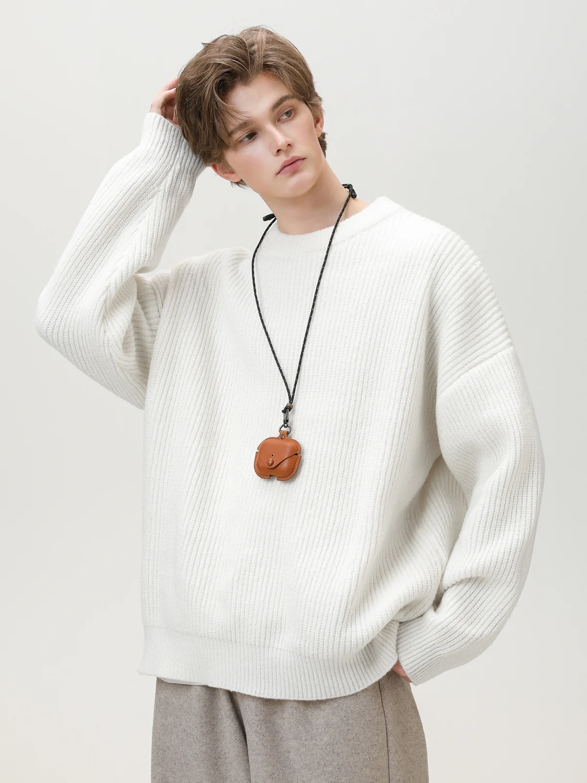 Heavyweight Thick Knit Basic Crew Neck Sweater For Men, Autumn And Winter Style, Brand… — image 4