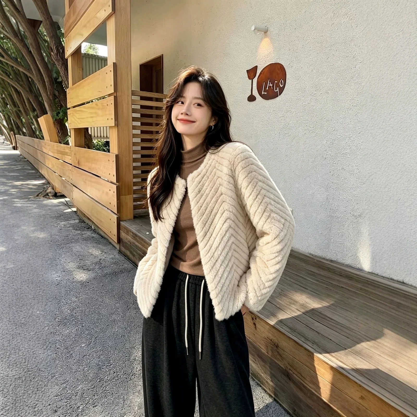 Herringbone Wool Coat With European Sable Fur Lining — image 5