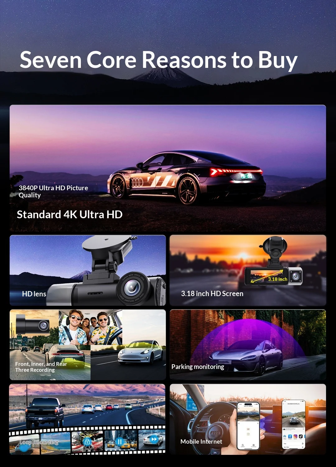 High-definition 3-in-1 4K Dash Camera With Rear And Front Recording Capabilities — image 4