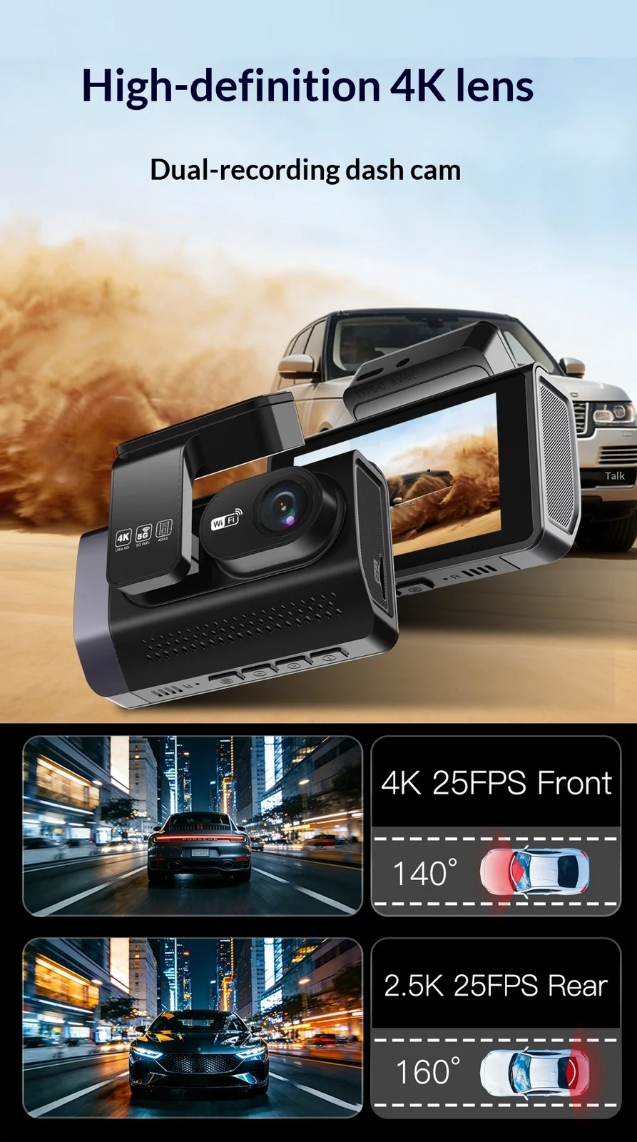 High-definition Car 4K Front And Rear Dual-recording In-vehicle Dashcam — image 7