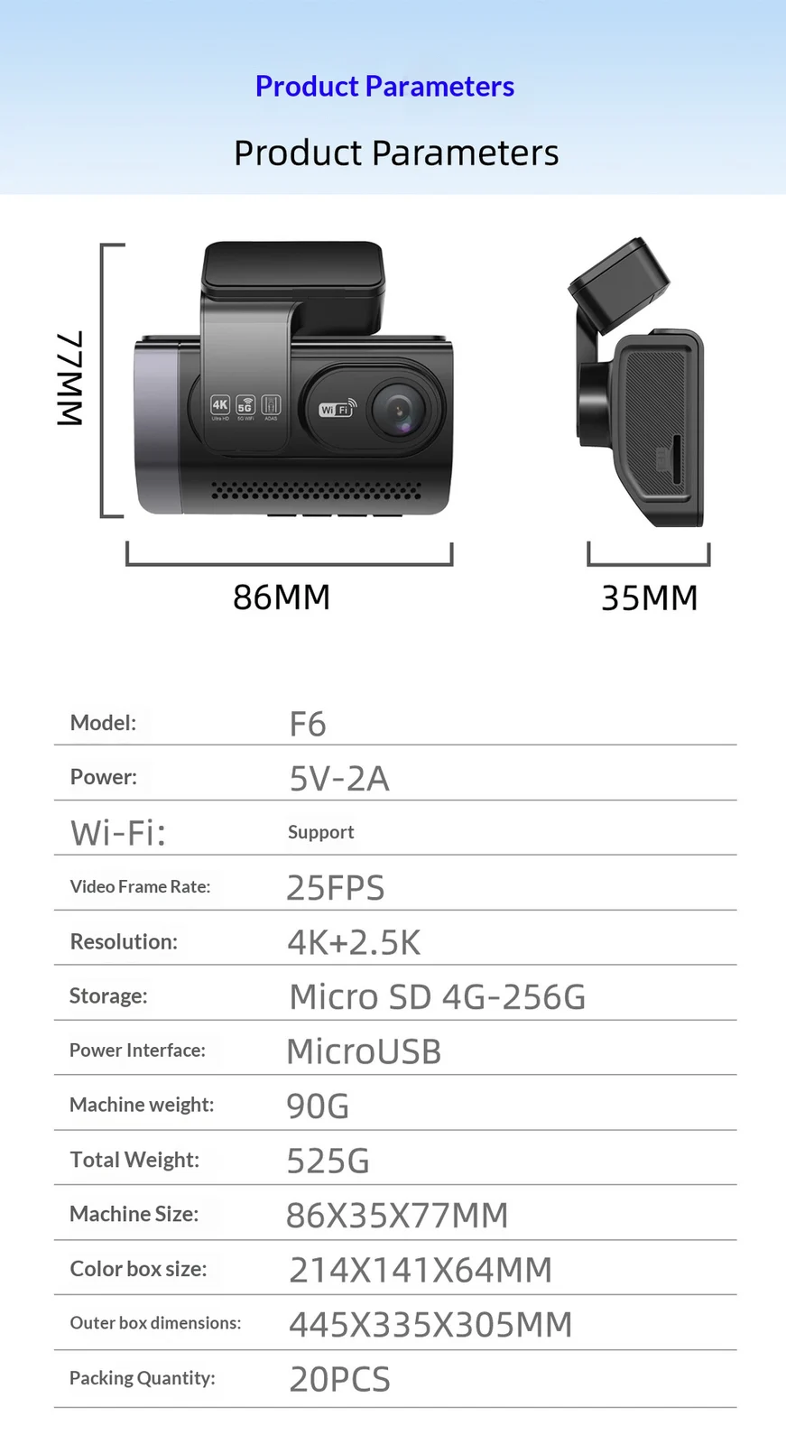 High-definition Car 4K Front And Rear Dual-recording In-vehicle Dashcam — image 2