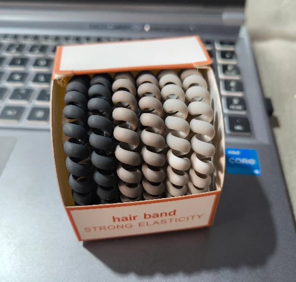 High-elastic Telephone Cord Hair Ring-light Coffee + Khaki Rice-6 Pieces-1 Box — image 6
