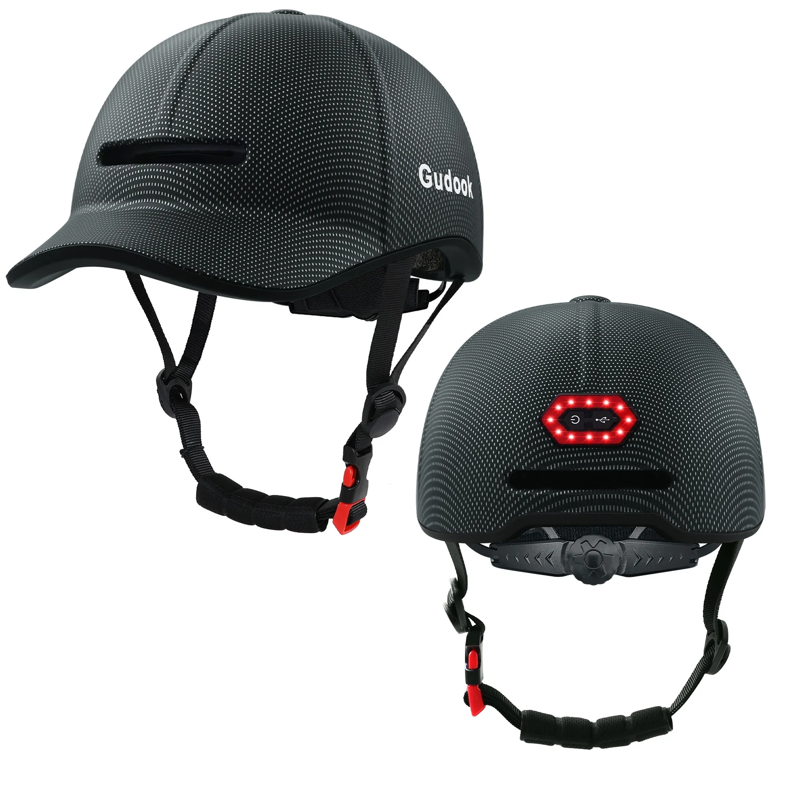 High-end LED Rechargeable Rear Lamp City Recreational Bicycle Riding Peaked Cap Helmet — image 3