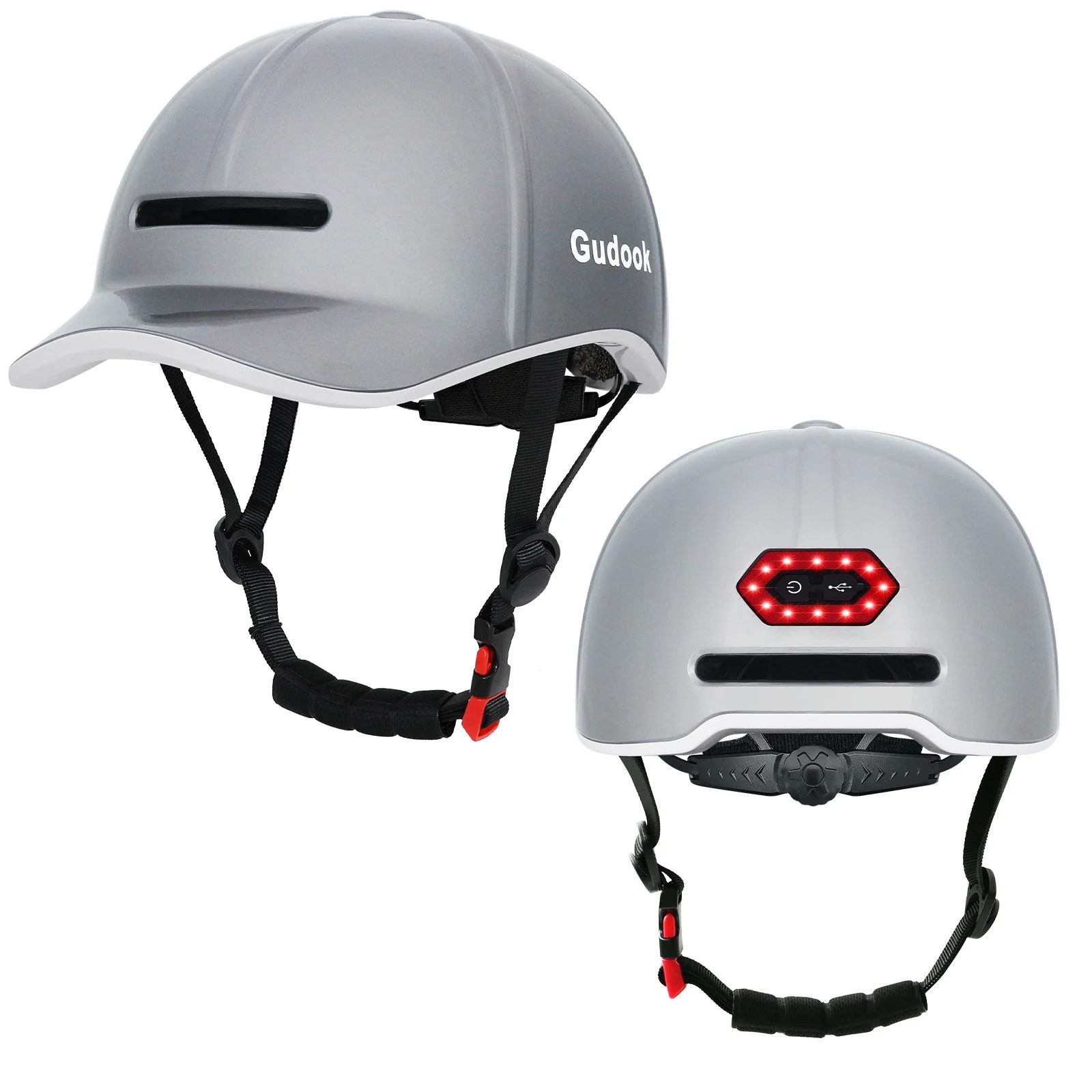 High-end LED Rechargeable Rear Lamp City Recreational Bicycle Riding Peaked Cap Helmet — image 5
