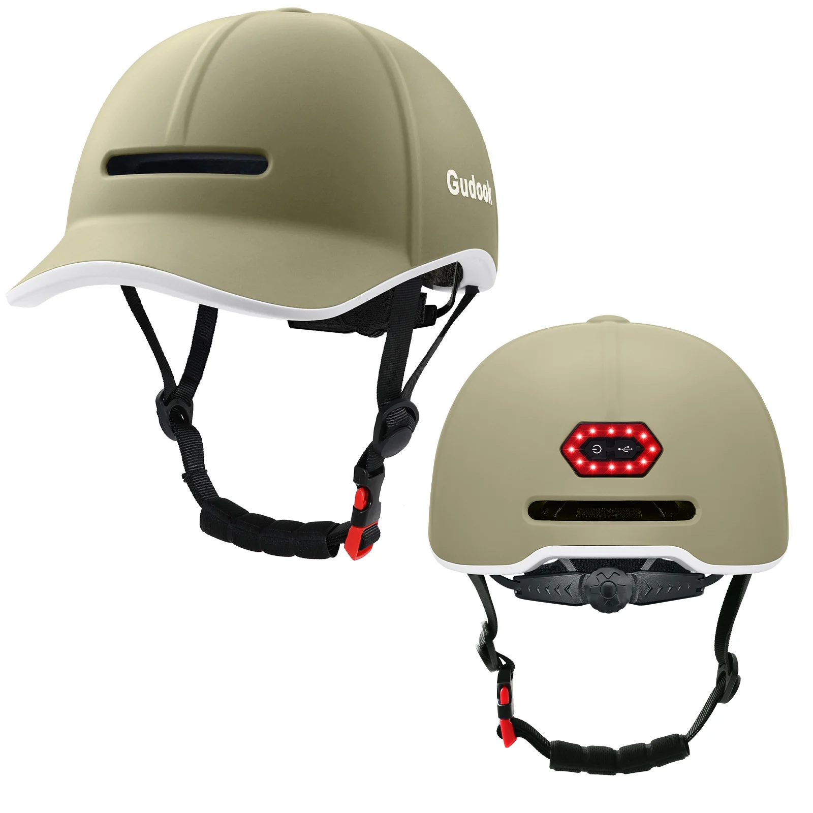 High-end LED Rechargeable Rear Lamp City Recreational Bicycle Riding Peaked Cap Helmet — image 2